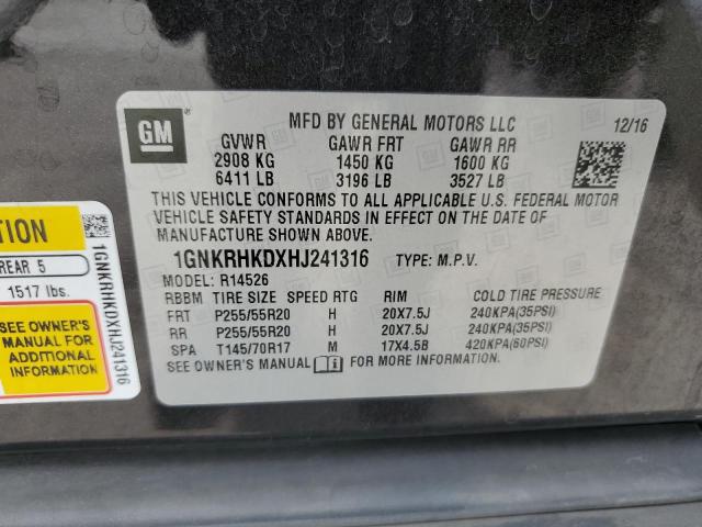 1GNKRHKDXHJ241316 - 2017 CHEVROLET TRAVERSE LT 灰色 照片 14