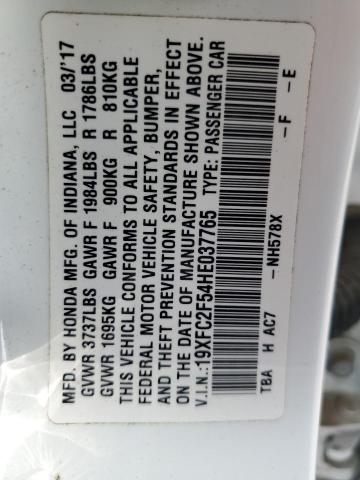 19XFC2F54HE037765 - 2017 HONDA CIVIC LX WHITE photo 12