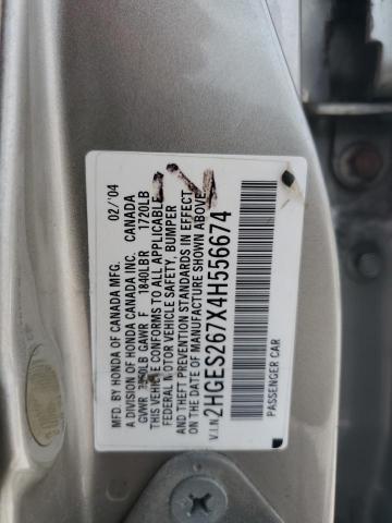 2HGES267X4H556674 - 2004 HONDA CIVIC EX BEIGE photo 12