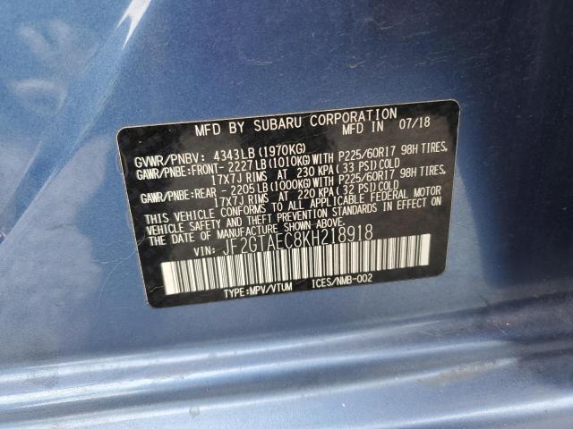 JF2GTAEC8KH218918 - 2019 SUBARU CROSSTREK PREMIUM ლურჯი ფოტო 13