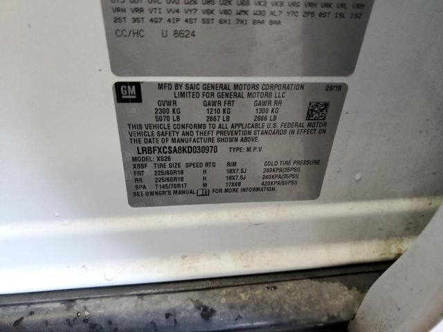 LRBFXCSA8KD030970 - 2019 BUICK ENVISION ESSENCE WHITE photo 12