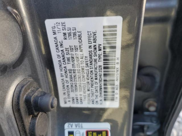 2HKRM4H78DH613528 - 2013 HONDA CR-V EXL GRAY photo 14