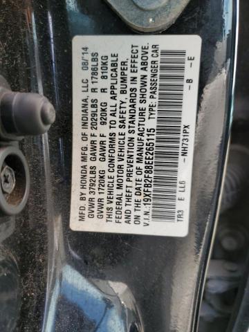 19XFB2F88EE265115 - 2014 HONDA CIVIC EX BLACK photo 12