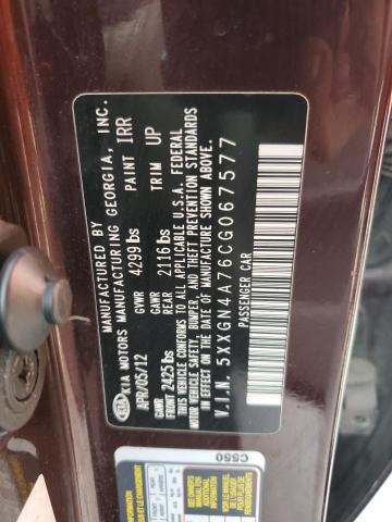 5XXGN4A76CG067577 - 2012 KIA OPTIMA EX BURGUNDY photo 12