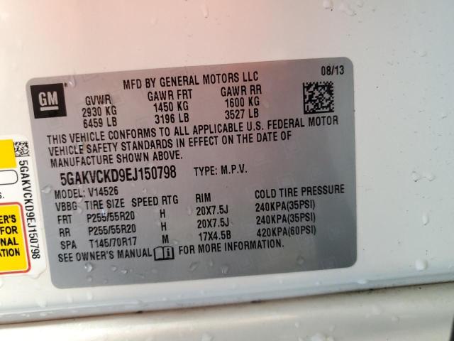 5GAKVCKD9EJ150798 - 2014 BUICK ENCLAVE WHITE photo 14