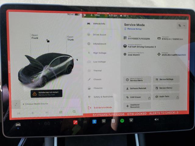 5YJYGDEE7LF033206 - 2020 TESLA MODEL Y Boz foto 9