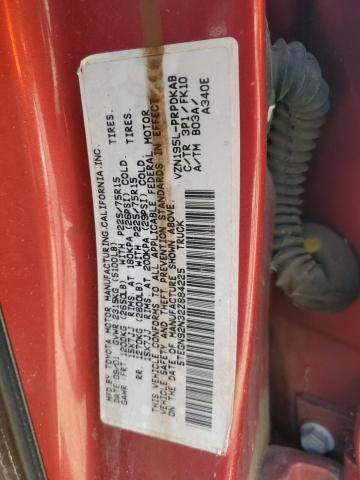 5TEGN92N32Z884225 - 2002 TOYOTA TACOMA DOUBLE CAB PRERUNNER RED photo 12