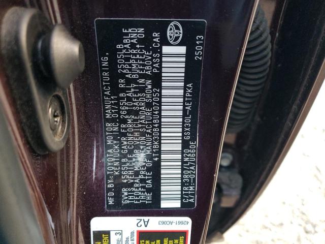 4T1BK3DB4BU407052 - 2011 TOYOTA AVALON BASE BURGUNDY photo 13