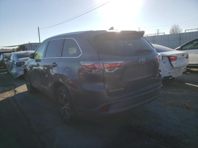 5TDKKRFH6GS133339 - 2016 TOYOTA HIGHLANDER XLE GRAY photo 2