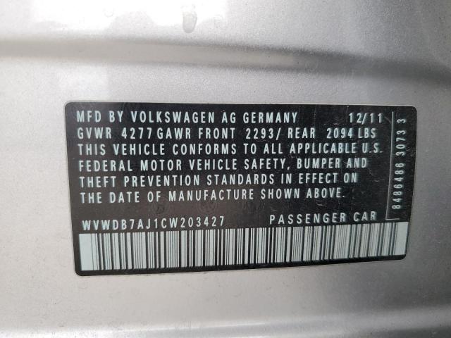 WVWDB7AJ1CW203427 - 2012 VOLKSWAGEN GOLF 银色 照片 12
