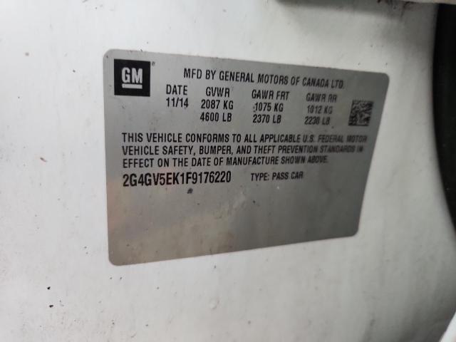 2G4GV5EK1F9176220 - 2015 BUICK REGAL WHITE photo 12