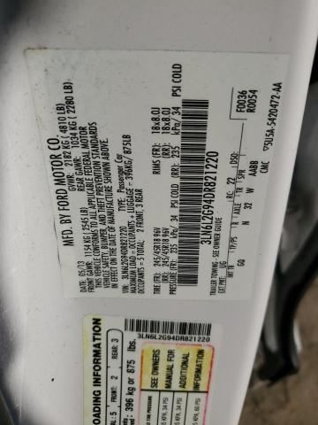 3LN6L2G94DR821220 - 2013 LINCOLN MKZ WHITE photo 12