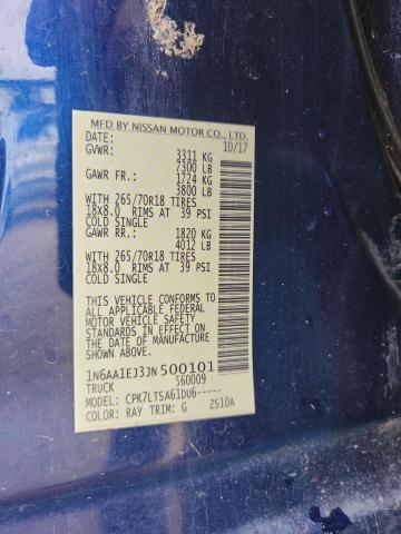 1N6AA1EJ3JN500101 - 2018 NISSAN TITAN S BLUE photo 12