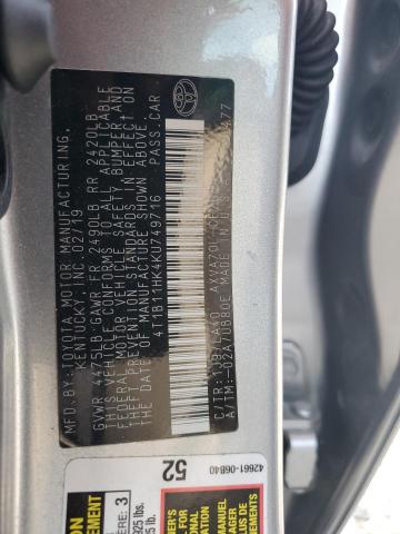 4T1B11HK4KU749716 - 2019 TOYOTA CAMRY L SILVER photo 12