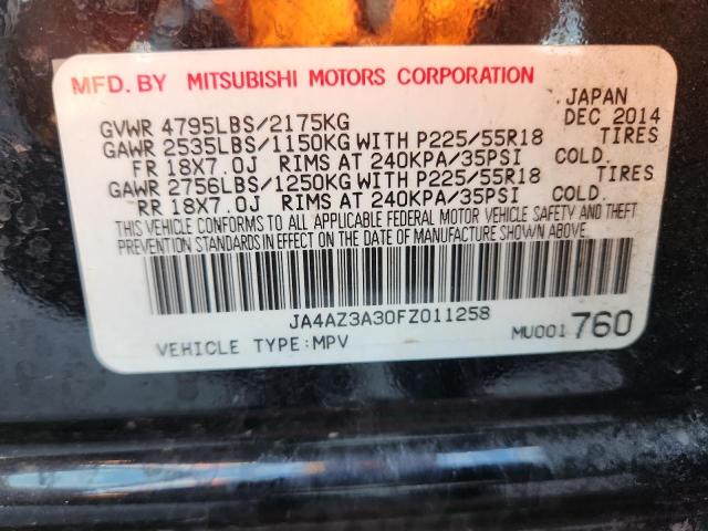 JA4AZ3A30FZ011258 - 2015 MITSUBISHI OUTLANDER SE Negro foto 13