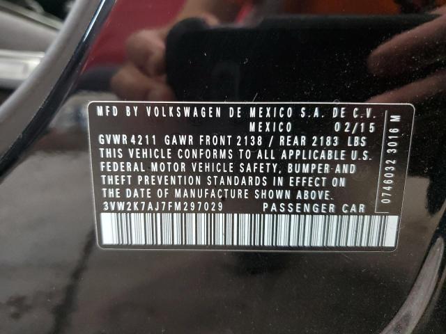 3VW2K7AJ7FM297029 - 2015 VOLKSWAGEN JETTA BASE შავი ფოტო 12