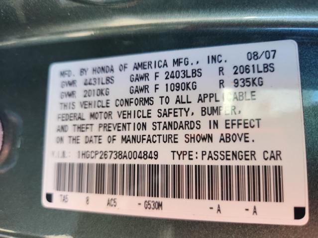 1HGCP26738A004849 - 2008 HONDA ACCORD EX GREEN photo 12