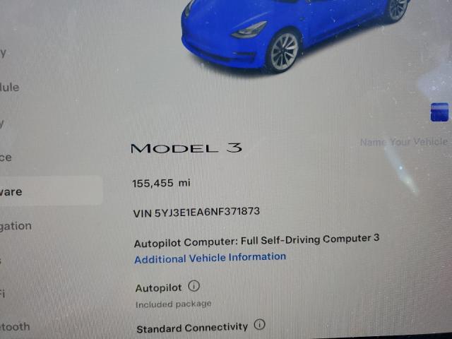 5YJ3E1EA6NF371873 - 2022 TESLA MODEL 3 წითელი ფოტო 9