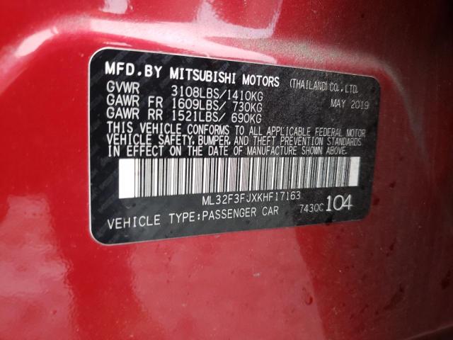 ML32F3FJXKHF17163 - 2019 MITSUBISHI MIRAGE G4 ES Красный фото 12