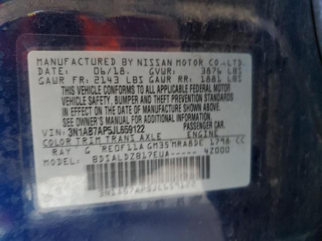 3N1AB7AP5JL659122 - 2018 NISSAN SENTRA S BLUE photo 13