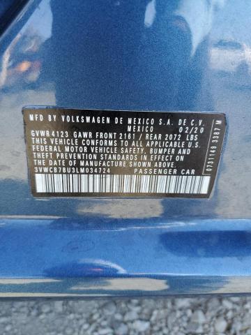 3VWCB7BU3LM034724 - 2020 VOLKSWAGEN JETTA S BLUE photo 13