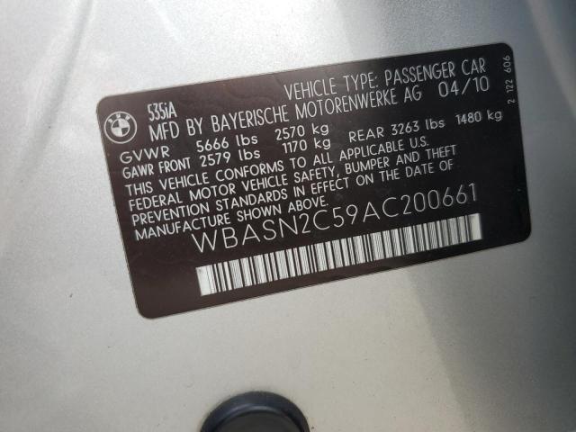WBASN2C59AC200661 - 2010 BMW 535 GT SILVER photo 12