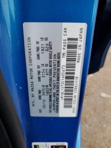 JM1BL1V73C1605673 - 2012 MAZDA 3 I BLUE photo 12