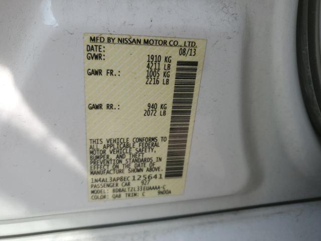 1N4AL3AP8EC125641 - 2014 NISSAN ALTIMA 2.5 WHITE photo 13