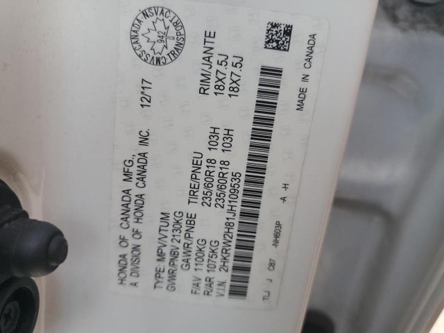 2HKRW2H81JH109535 - 2018 HONDA CR-V EXL WHITE photo 14