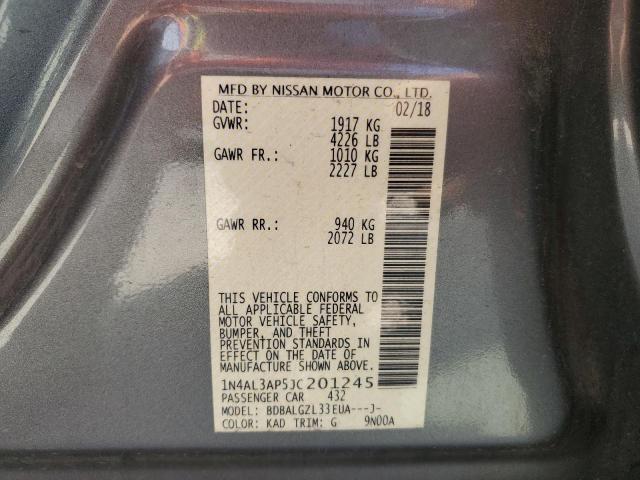 1N4AL3AP5JC201245 - 2018 NISSAN ALTIMA 2.5 GRAY photo 12