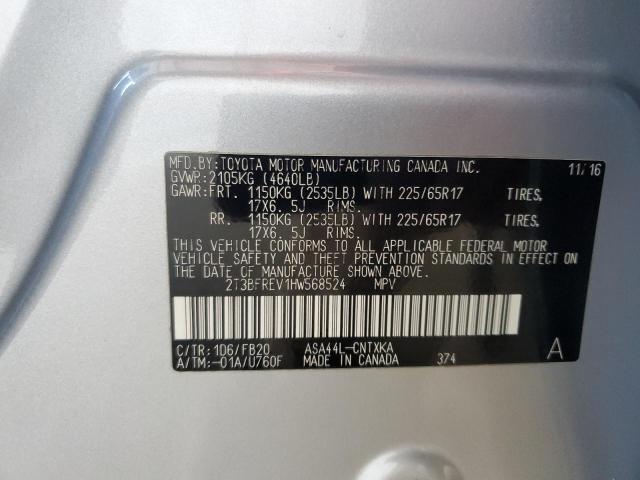 2T3BFREV1HW568524 - 2017 TOYOTA RAV4 LE 银色 照片 13