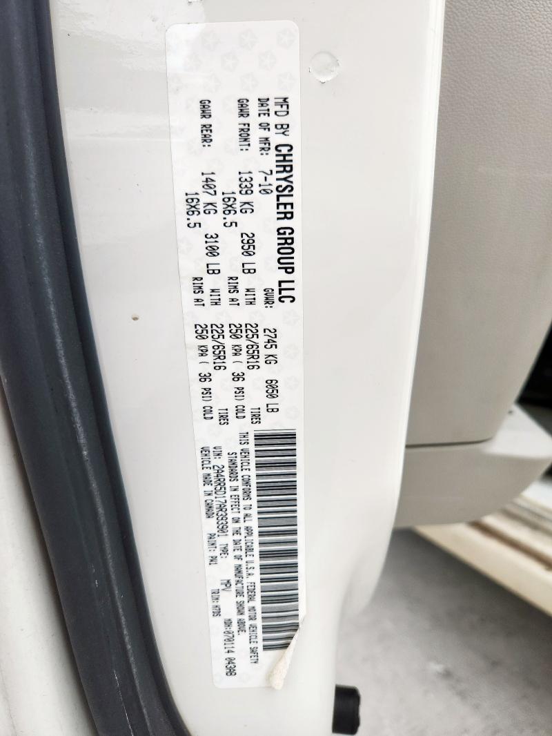 2A4RR5D17AR393901 - 2010 CHRYSLER TOWN & COU TOURING 白色 照片 13