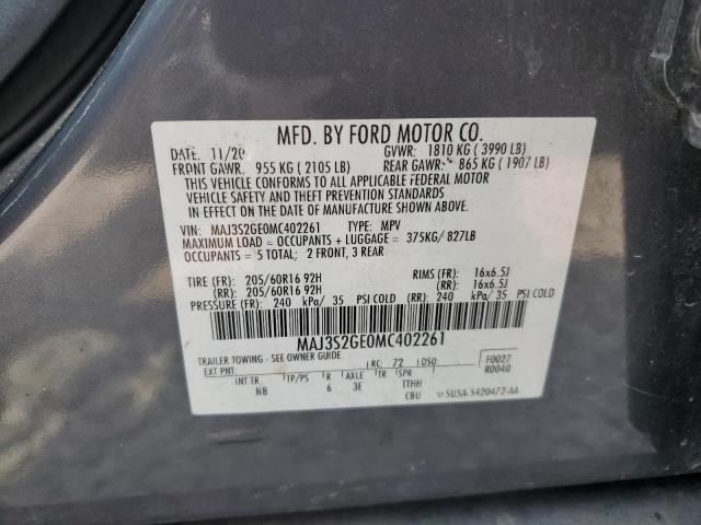 MAJ3S2GE0MC402261 - 2021 FORD ECOSPORT SE Մոխրագույն լուսանկար 13