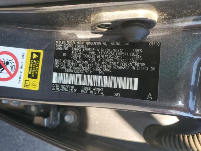 5TDBK3EH5AS028331 - 2010 TOYOTA HIGHLANDER GRAY photo 13