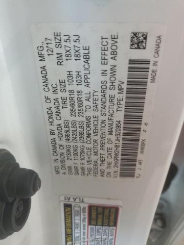 2HKRW2H81JH620954 - 2018 HONDA CR-V EXL თეთრი ფოტო 13