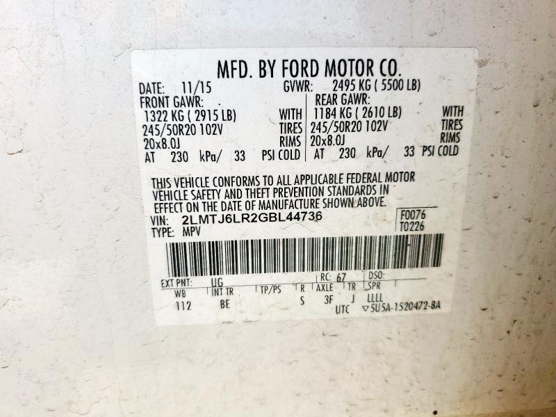 2LMTJ6LR2GBL44736 - 2016 LINCOLN MKX RESERVE WHITE photo 13