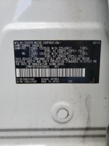 JTMRFREV5D5008862 - 2013 TOYOTA RAV4 XLE WHITE photo 13