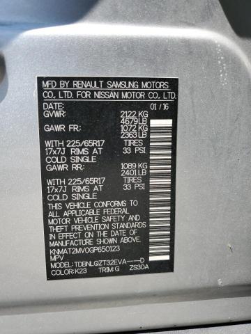 KNMAT2MV0GP650123 - 2016 NISSAN ROGUE S 银色 照片 13