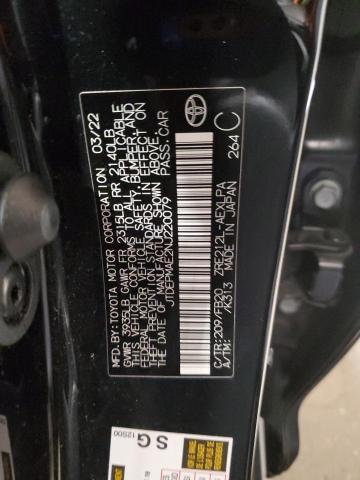 JTDEPMAE2NJ220079 - 2022 TOYOTA COROLLA LE შავი ფოტო 12