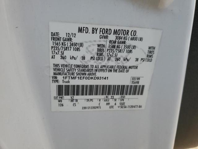 1FTMF1EF0DKD93141 - 2013 FORD F150 Beyaz fotoğraf 13