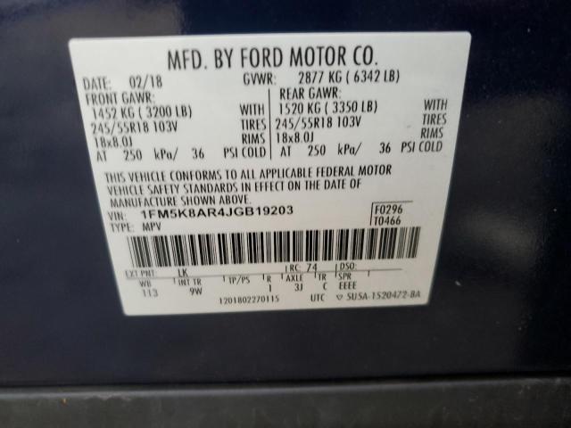 1FM5K8AR4JGB19203 - 2018 FORD EXPLORER POLICE INTERCEPTOR 蓝色 照片 14