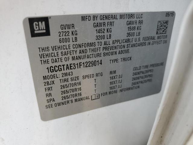 1GCGTAE31F1229014 - 2015 CHEVROLET COLORADO WHITE photo 12