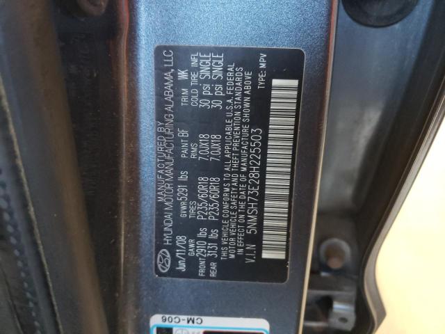 5NMSH73E28H225503 - 2008 HYUNDAI SANTA FE SE GRAY photo 12