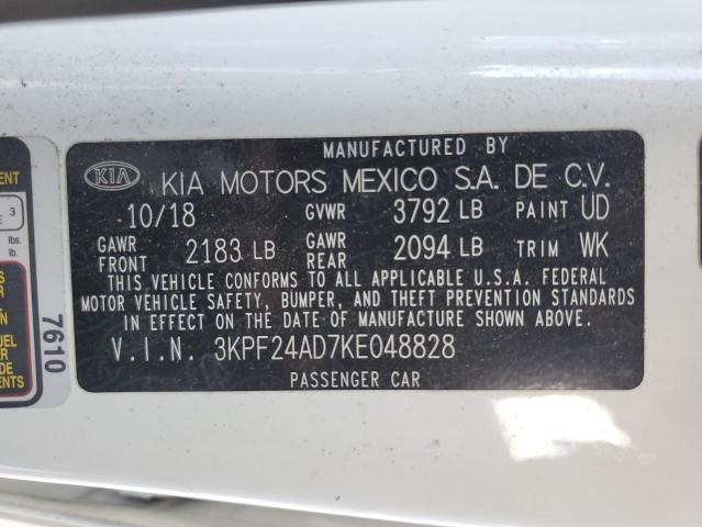 3KPF24AD7KE048828 - 2019 KIA FORTE FE WHITE photo 12