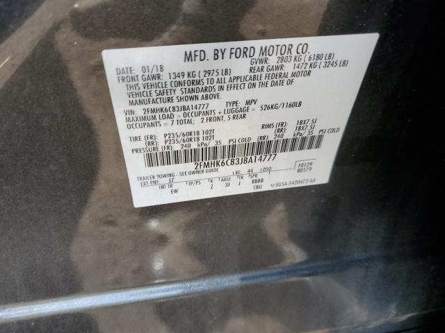 2FMHK6C83JBA14777 - 2018 FORD FLEX SEL 灰色 照片 13