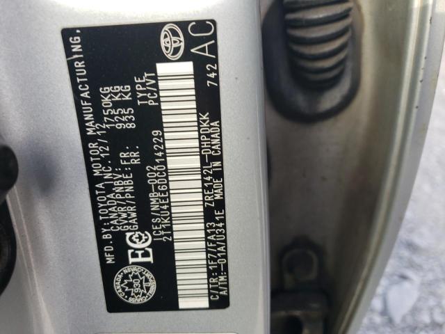 2T1KU4EE6DC014229 - 2013 TOYOTA MATRIX فضي صورة 12