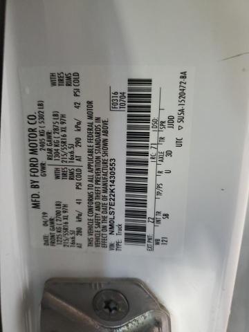 NM0LS7E22K1430553 - 2019 FORD TRANSIT CO XL 白色 照片 14