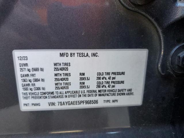 7SAYGAEE5PF968506 - 2023 TESLA MODEL Y رمادي صورة 13