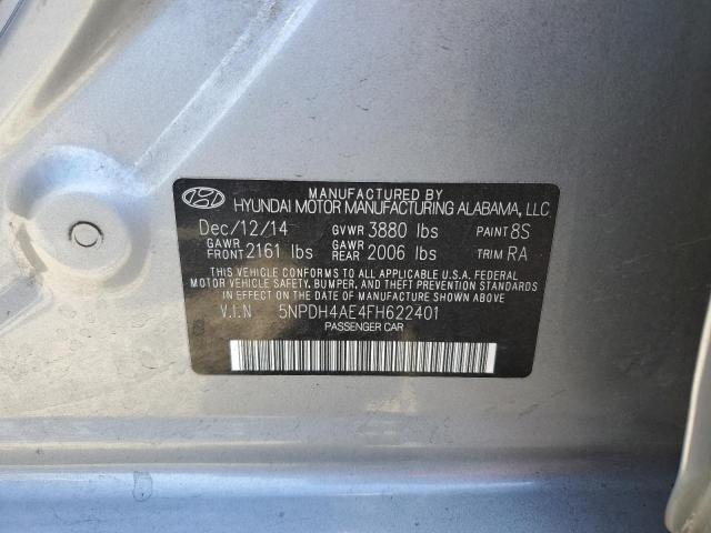 5NPDH4AE4FH622401 - 2015 HYUNDAI ELANTRA SE SILVER photo 12