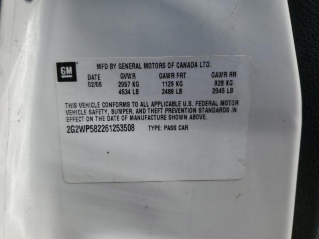 2G2WP582261253508 - 2006 PONTIAC GRAND PRIX WHITE photo 12